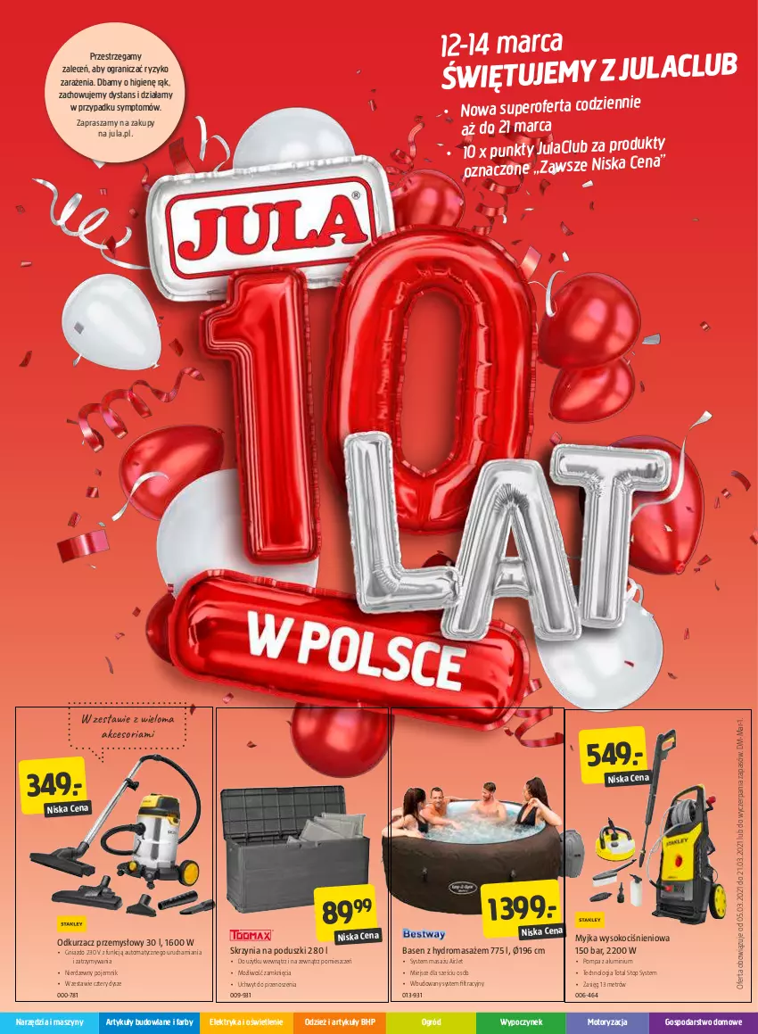 Gazetka promocyjna Jula - Gazetka - ważna 12.03 do 21.03.2021 - strona 1 - produkty: Artykuły budowlane, Fa, Gra, HP, Koc, Odkurzacz, Odkurzacz przemysłowy, Ogród, Pojemnik, Sok, Szyny, Top