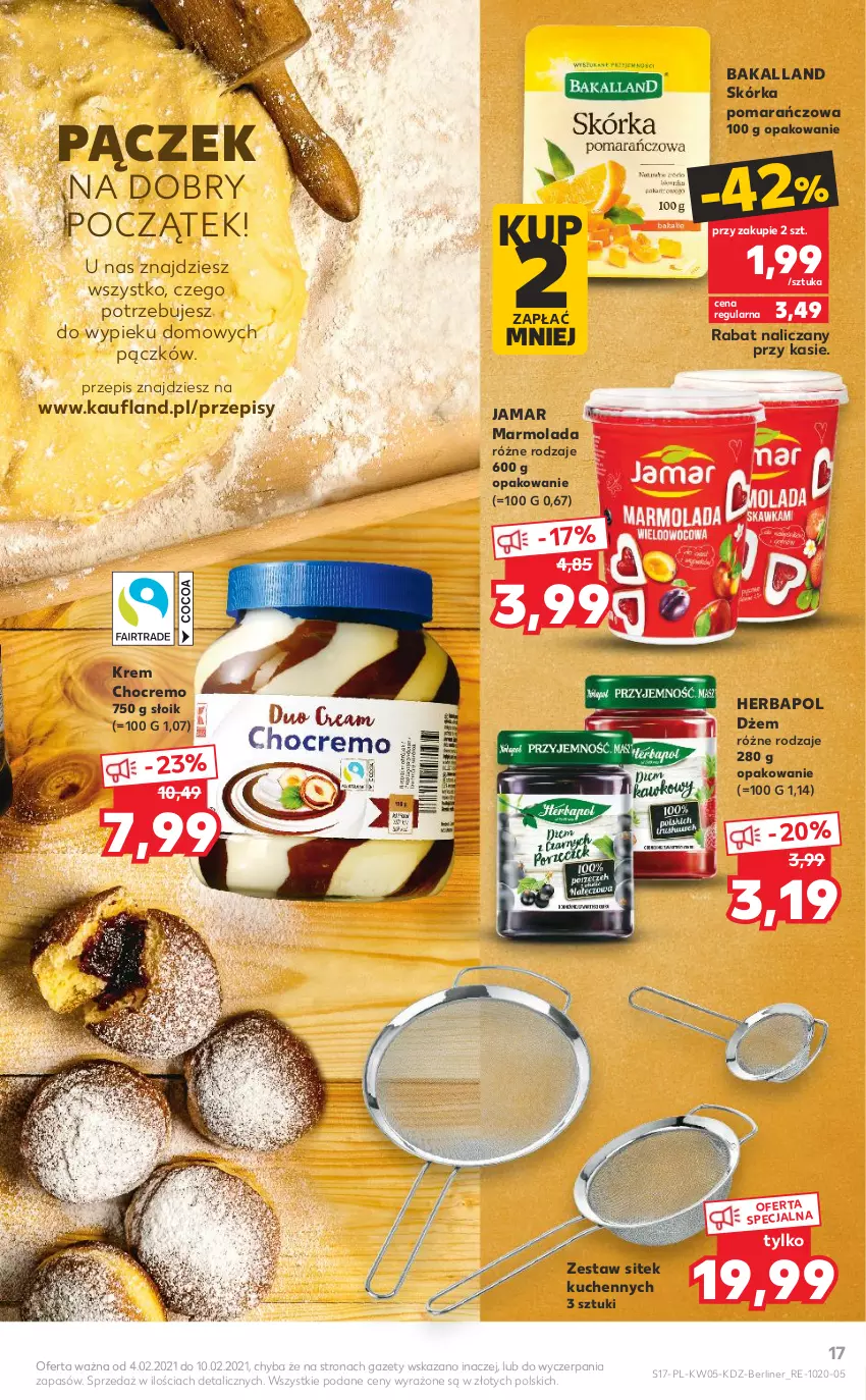 Gazetka promocyjna Kaufland - Promocje - ważna 04.02 do 10.02.2021 - strona 17 - produkty: Bakalland, Dżem, Herbapol, Marmolada, Mola, Pączek, Zestaw sitek