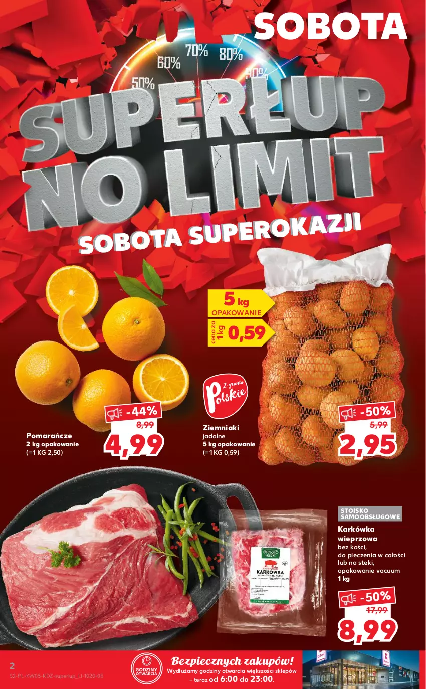 Gazetka promocyjna Kaufland - Promocje - ważna 04.02 do 10.02.2021 - strona 2 - produkty: Karkówka wieprzowa, Piec, Pomarańcze, Stek, Tera, Ziemniaki