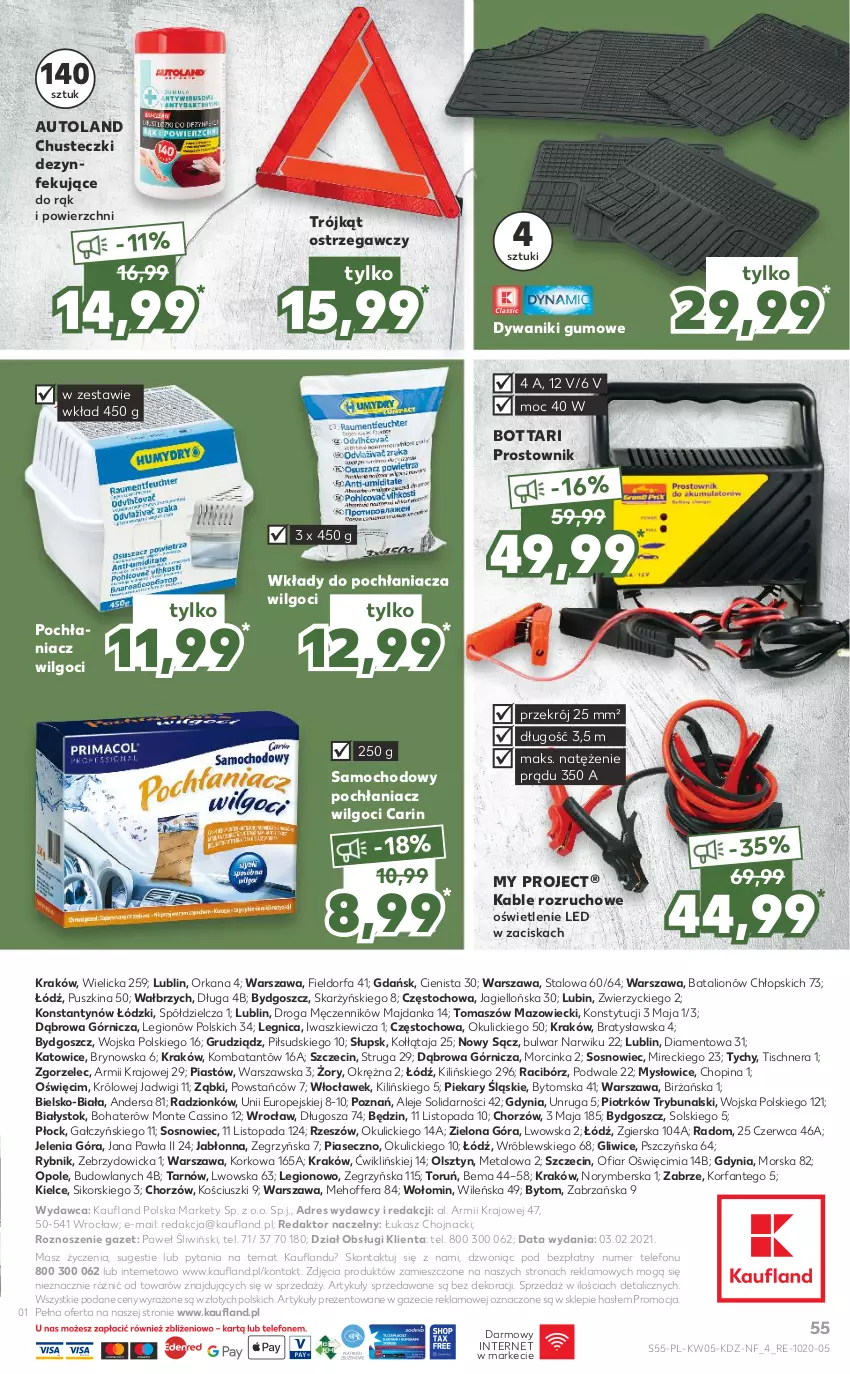 Gazetka promocyjna Kaufland - Promocje - ważna 04.02 do 10.02.2021 - strona 55 - produkty: Chusteczki, Dres, Dywan, Dywanik, Fa, Inka, LG, Lion, Monte, Orka, Piast, Pochłaniacz wilgoci, Prostownik, Sos, Telefon, Top, Trójkąt ostrzegawczy