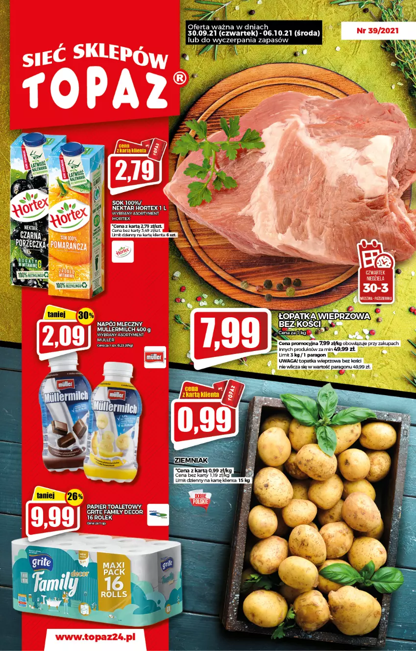 Gazetka promocyjna Topaz - Gazetka - ważna 30.09 do 06.10.2021 - strona 1 - produkty: Napój, Napój mleczny, Top, Waga