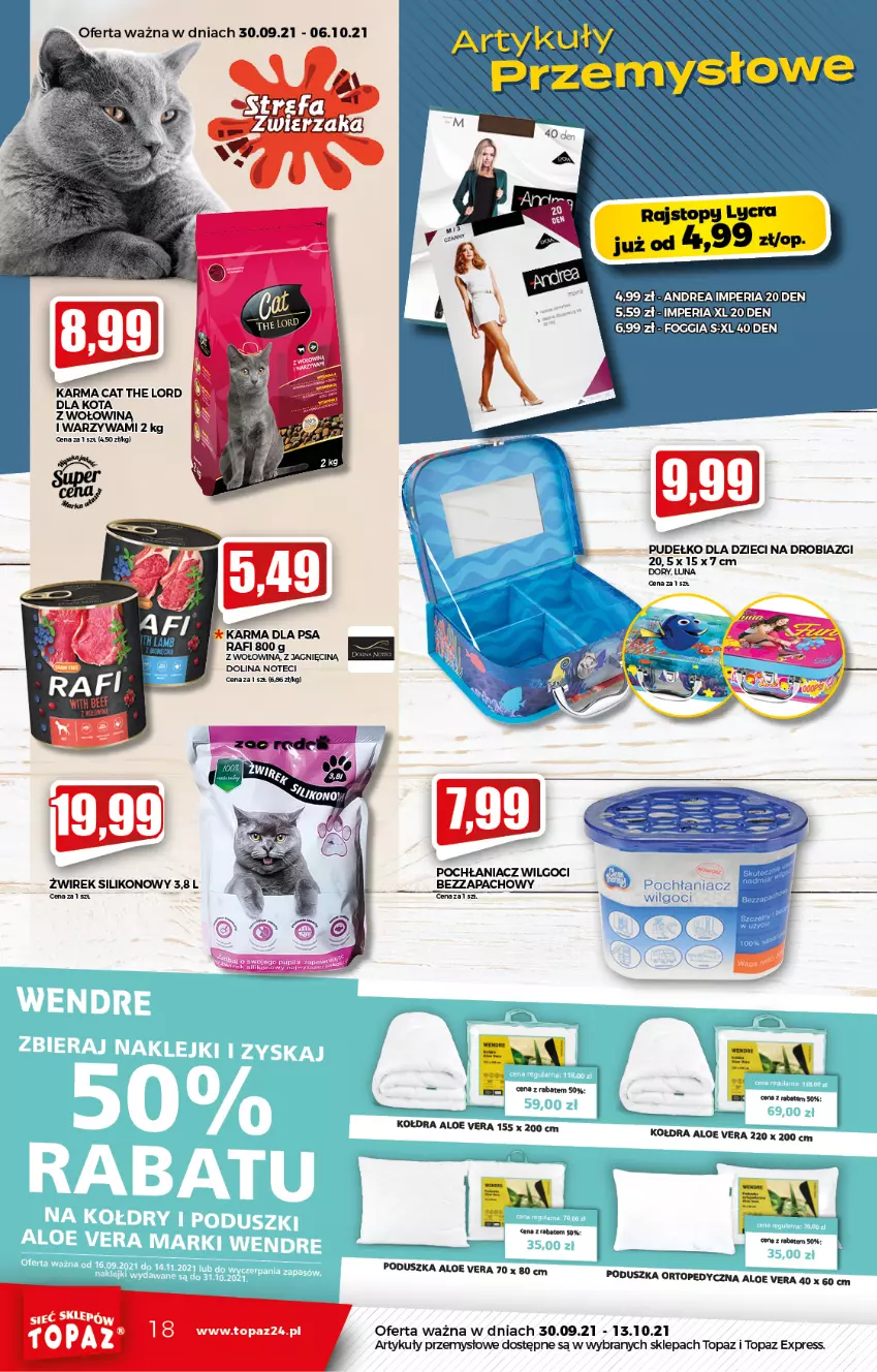 Gazetka promocyjna Topaz - Gazetka - ważna 30.09 do 06.10.2021 - strona 18 - produkty: Aloe vera, Dzieci, Kołdra, LG, Pochłaniacz wilgoci, Poduszka, Pudełko, Top, Warzywa