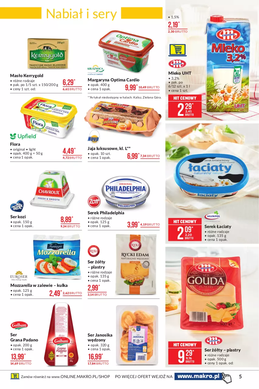 Gazetka promocyjna Makro - [Oferta promocyjna] Artykuły spożywcze - ważna 13.07 do 26.07.2021 - strona 5 - produkty: Flora, Gin, Gra, Jaja, Margaryna, Masło, Mleko, Mozzarella, Optima, Optima Cardio, Philadelphia, Ser, Ser kozi, Serek