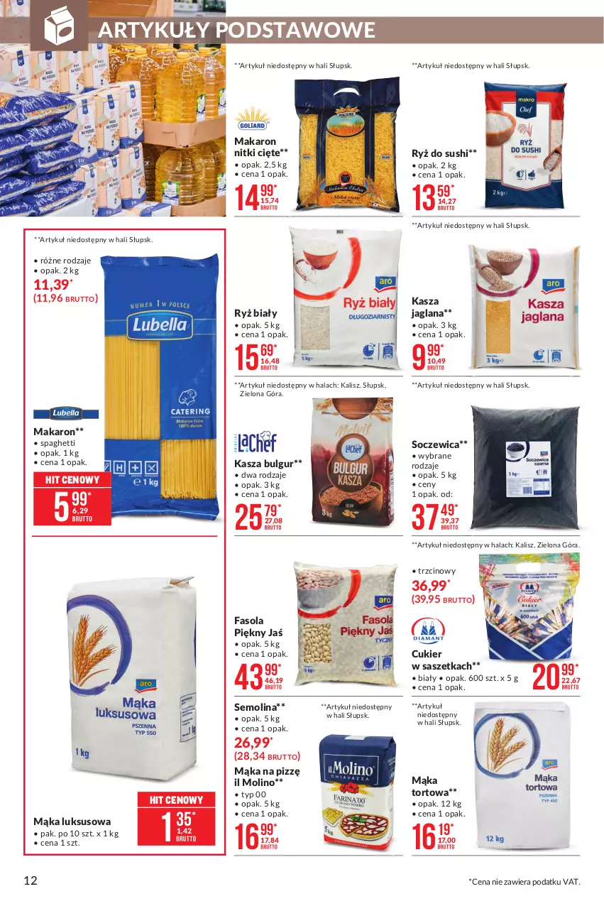 Gazetka promocyjna Makro - [Oferta promocyjna] Artykuły spożywcze i przemysłowe - ważna 23.02 do 08.03.2021 - strona 12 - produkty: Bulgur, Cukier, Fa, Fasola, Kasza, Kasza jaglana, LANA, LG, Mąka, Mąka luksusowa, Mąka tortowa, Makaron, Ryż, Ryż biały, Ryż do sushi, Spaghetti, Sushi