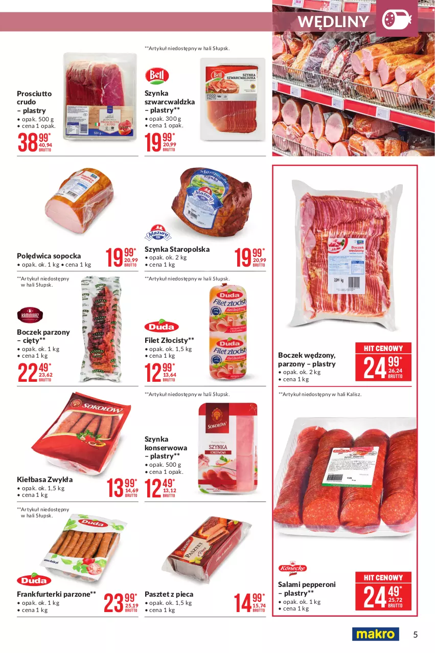 Gazetka promocyjna Makro - [Oferta promocyjna] Artykuły spożywcze i przemysłowe - ważna 23.02 do 08.03.2021 - strona 5 - produkty: Boczek, Filet Złocisty, Frankfurterki, Kiełbasa, Pasztet, Piec, Polędwica, Prosciutto, Salami, Ser, Szynka, Szynka konserwowa