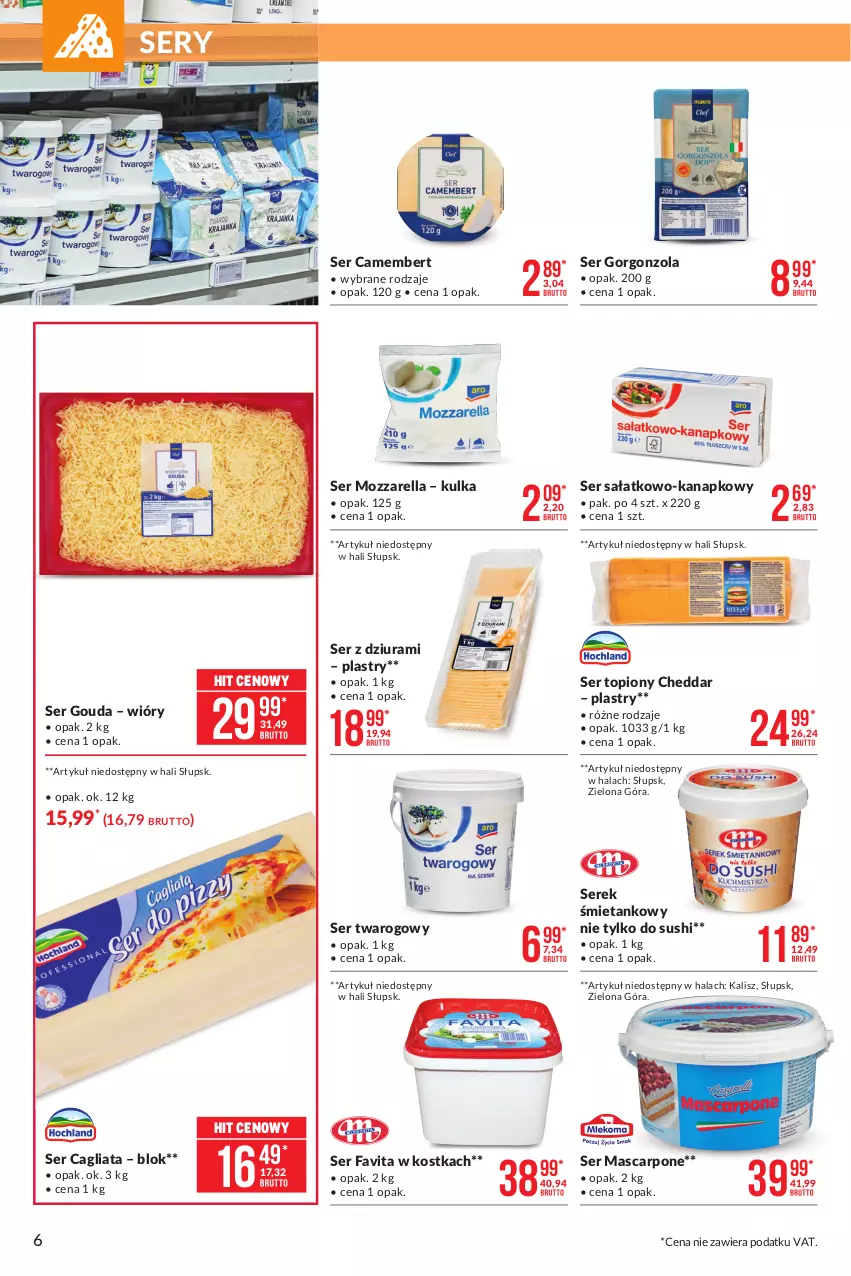 Gazetka promocyjna Makro - [Oferta promocyjna] Artykuły spożywcze i przemysłowe - ważna 23.02 do 08.03.2021 - strona 6 - produkty: Camembert, Cheddar, Fa, Favita, Gorgonzola, Gouda, Mascarpone, Mozzarella, Sałat, Ser, Ser sałatkowo-kanapkowy, Ser topiony, Ser twarogowy, Ser z dziurami, Serek, Sushi, Top