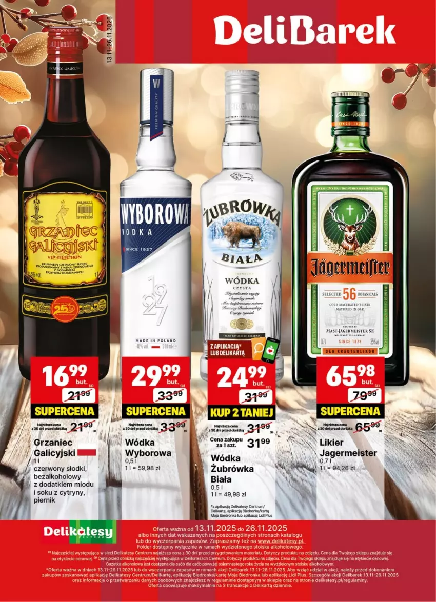 Gazetka promocyjna Delikatesy Centrum - Delibarek DC46-DC47 - ważna 13.11 do 26.11.2025 - strona 1 - produkty: Acer, Cif, Cytryny, Dron, Jagermeister, Likier, Piernik, Rum, Sok, Wódka