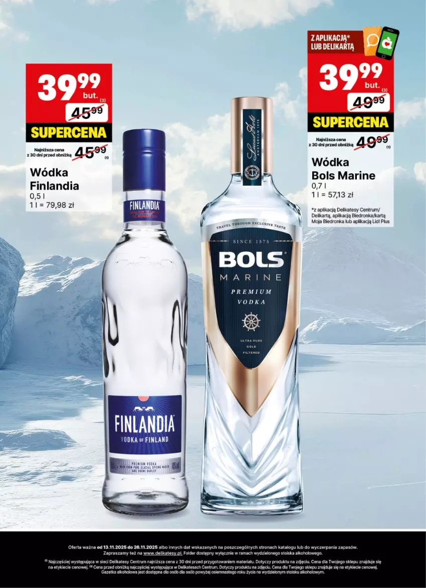 Gazetka promocyjna Delikatesy Centrum - Delibarek DC46-DC47 - ważna 13.11 do 26.11.2025 - strona 14 - produkty: Bols, Dron, Finlandia, Pur, Rama, Rum, Wódka