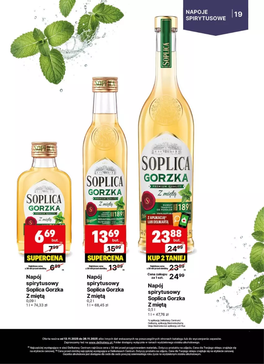 Gazetka promocyjna Delikatesy Centrum - Delibarek DC46-DC47 - ważna 13.11 do 26.11.2025 - strona 19 - produkty: Dron, Napój, Napoje, Rama, Rum, Soplica