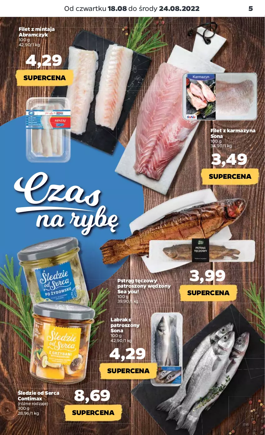 Gazetka promocyjna Netto - Artykuły spożywcze - ważna 18.08 do 24.08.2022 - strona 5 - produkty: Filet z mintaja, Mintaj, Pstrąg, Pstrąg tęczowy, Ser