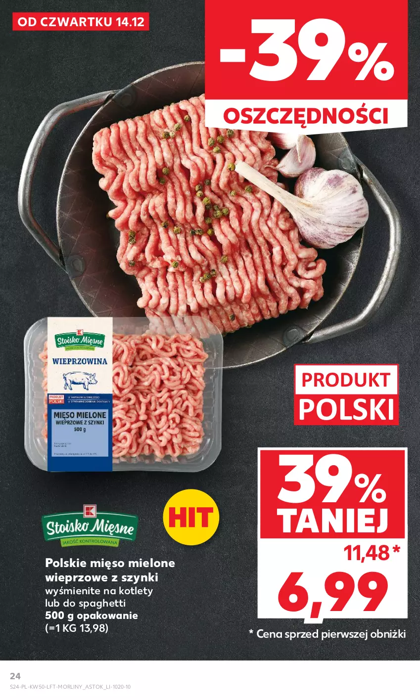 Gazetka promocyjna Kaufland - Gazetka tygodnia - ważna 14.12 do 19.12.2023 - strona 24 - produkty: Kotlet, Mięso, Mięso mielone, Morliny, Spaghetti