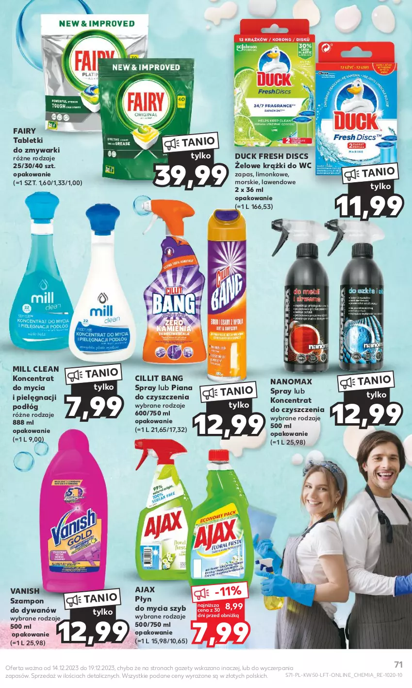 Gazetka promocyjna Kaufland - Gazetka tygodnia - ważna 14.12 do 19.12.2023 - strona 71 - produkty: Ajax, Cillit Bang, Duck, Dywan, Fa, Fairy, Nanomax, Płyn do mycia, Szampon, Tablet, Tabletki do zmywarki, Vanish, Zmywarki