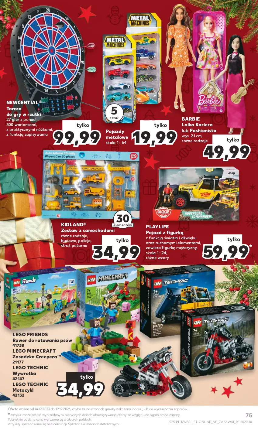 Gazetka promocyjna Kaufland - Gazetka tygodnia - ważna 14.12 do 19.12.2023 - strona 75 - produkty: Barbie, Fa, Gra, Gry, Lalka, LEGO, LEGO Friends, LEGO Minecraft, LEGO Technic, Minecraft, Pojazd, Rower, Straż pożarna, Wywrotka