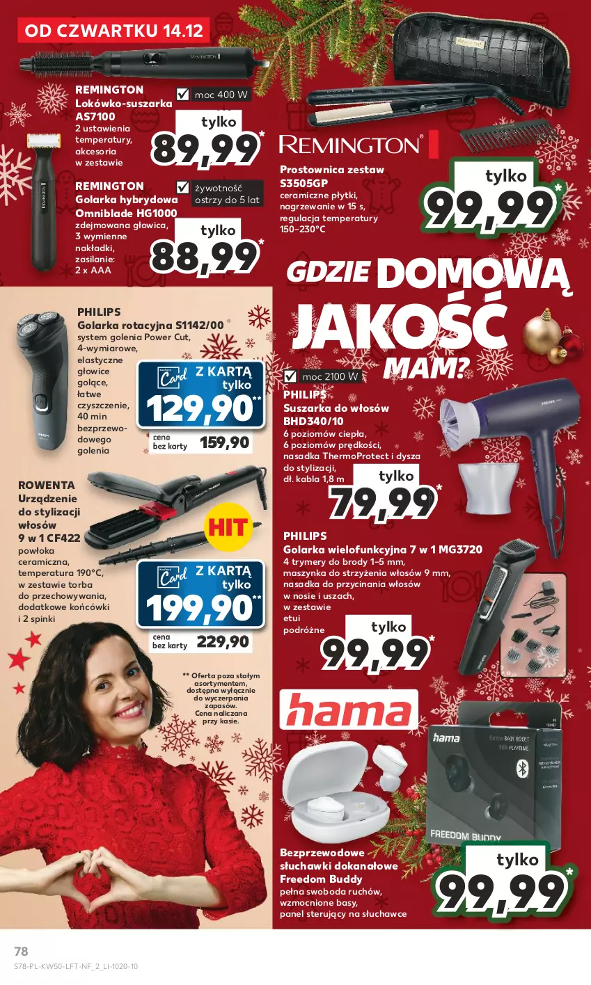 Gazetka promocyjna Kaufland - Gazetka tygodnia - ważna 14.12 do 19.12.2023 - strona 78 - produkty: Golarka, Maszynka, Mop, Philips, Remington, Rowenta, Silan, Słuchawki, Suszarka, Szynka, Torba