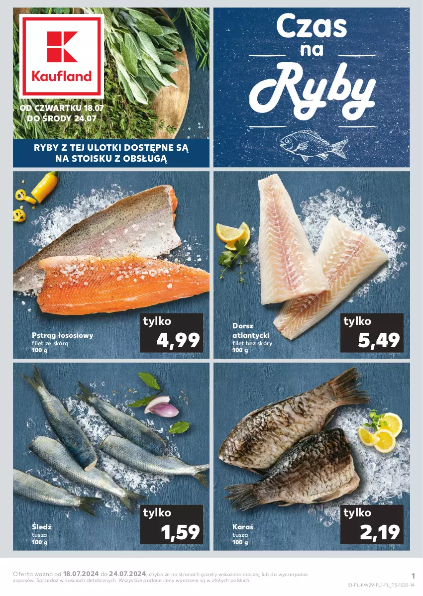 Gazetka promocyjna Kaufland - Mocny Start - ważna 18.07 do 24.07.2024 - strona 1 - produkty: Dorsz, Pstrąg, Pstrąg łososiowy, Sos, Tusz