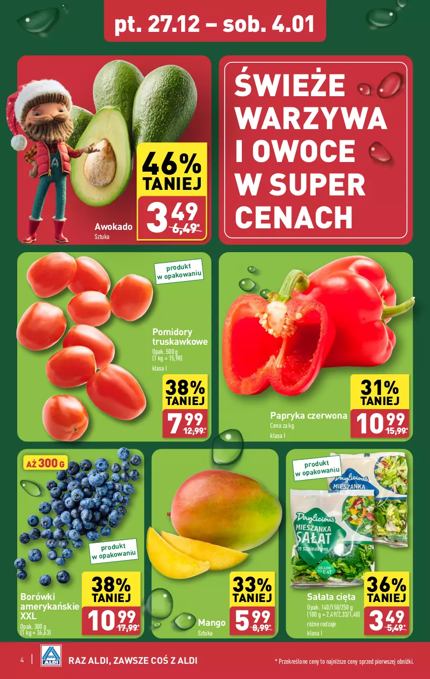 Gazetka promocyjna Aldi - Farmer ALDIK poleca świeże owoce i warzywa - ważna 27.12.2024 do 04.01.2025 - strona 2 - produkty: Mango, Owoce, Papryka, Papryka czerwona, Pomidory, Sałat, Warzywa, Warzywa i owoce