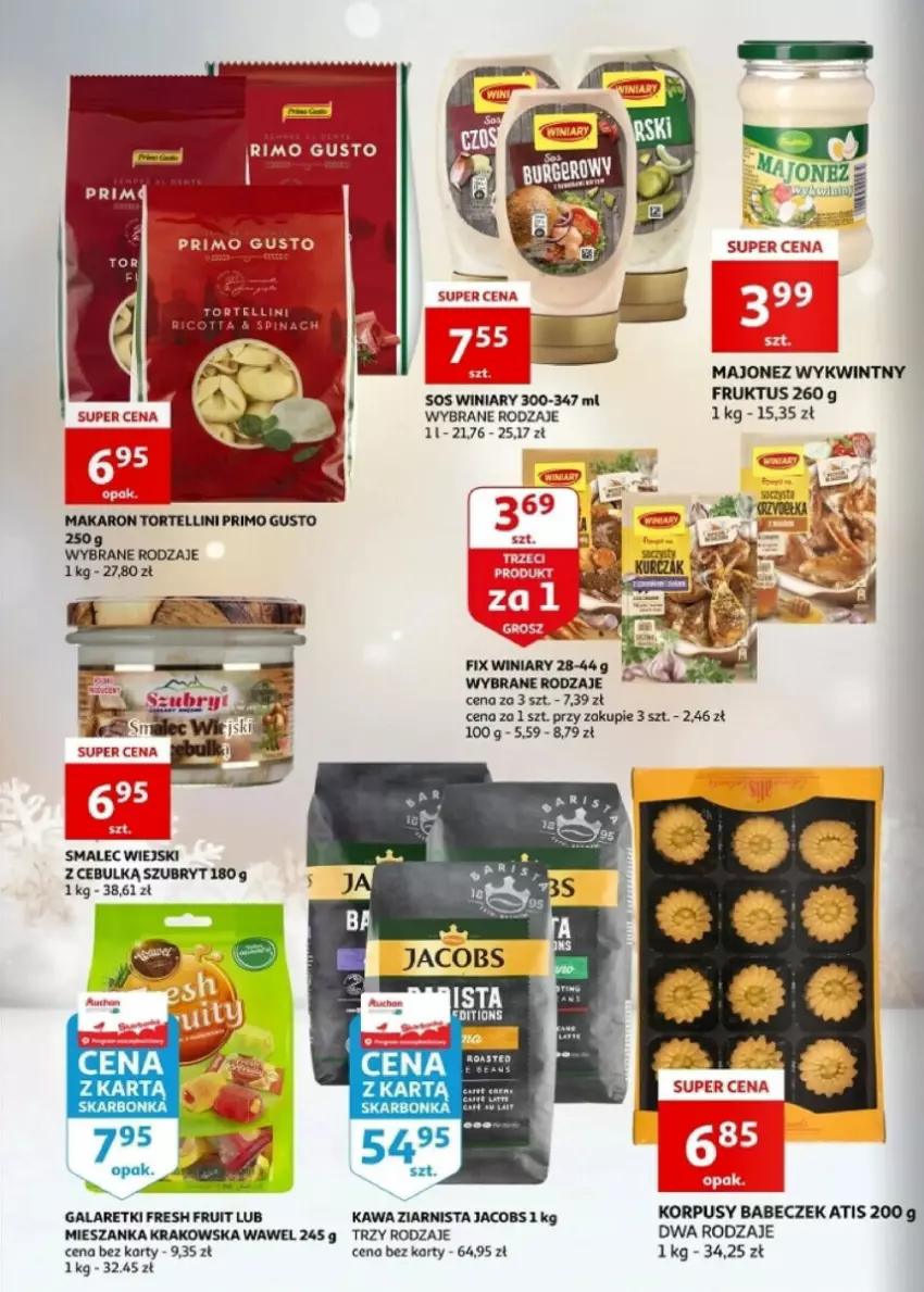 Gazetka promocyjna Auchan - ważna 27.12.2023 do 30.12.2024 - strona 10 - produkty: Gala, Galaretki, Jacobs, Kawa, Kawa ziarnista, Korpusy, Majonez, Makaron, Ricotta, Smalec, Sos, Szubryt, Wawel, Winiary