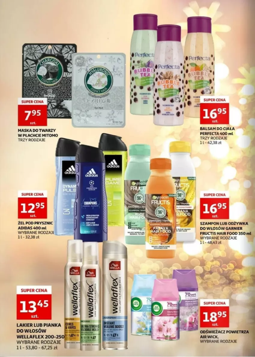 Gazetka promocyjna Auchan - ważna 27.12.2023 do 30.12.2024 - strona 13 - produkty: Adidas, Air Wick, Balsam do ciała, Fructis, Garnier, Lakier, LG, Maska, Maska do twarzy, Odżywka, Perfecta, Pianka do włosów, Szampon, Wella, Wellaflex