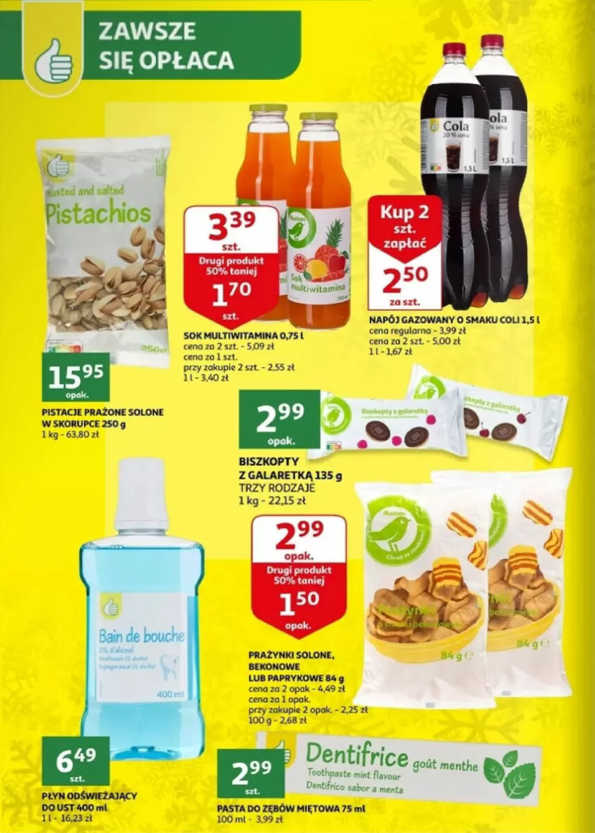 Gazetka promocyjna Auchan - ważna 27.12.2023 do 30.12.2024 - strona 21 - produkty: Beko, Biszkopty, Gala, HP, Napój, Napój gazowany, Pasta do zębów, Pistacje