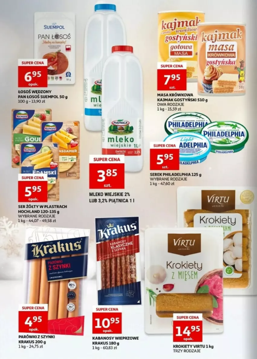 Gazetka promocyjna Auchan - ważna 27.12.2023 do 30.12.2024 - strona 8 - produkty: Hochland, Kabanos, Krakus, Krokiety, Masa krówkowa, Mleko, Philadelphia, Piątnica, Ser, Serek, Suempol, Virtu