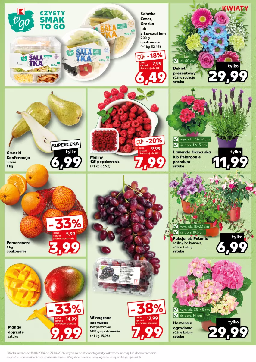 Gazetka promocyjna Kaufland - Kaufland - ważna 22.04 do 24.04.2024 - strona 11 - produkty: Gruszki, Koc, Kurczak, Mango, Pomarańcze, Sałat, Sałatka, Wino, Winogrona