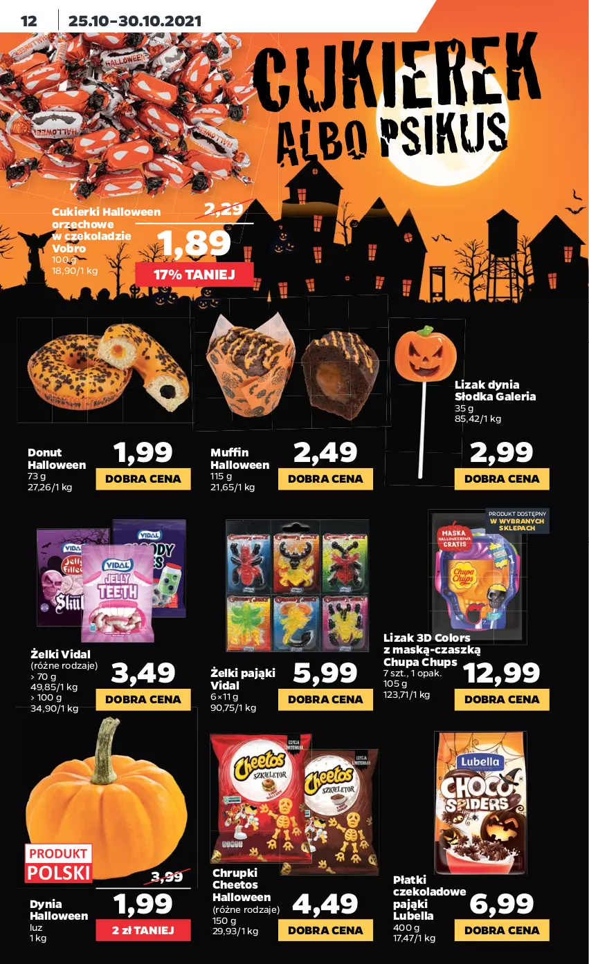 Gazetka promocyjna Netto - Gazetka spożywcza - ważna 25.10 do 30.10.2021 - strona 12 - produkty: Bell, Bella, Cheetos, Chrupki, Chupa Chups, Cukier, Cukierki, Donut, Lubella