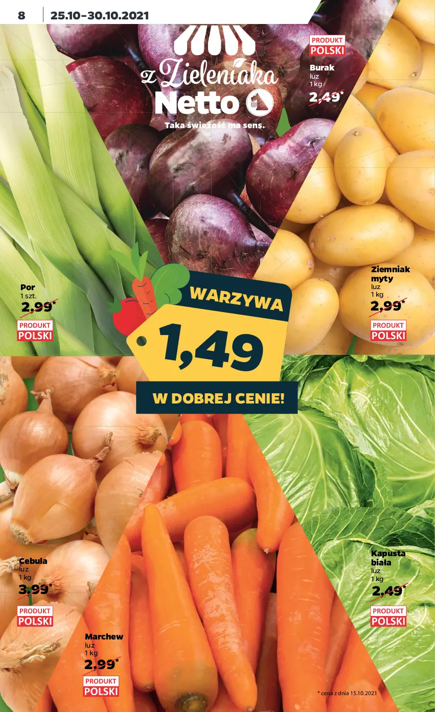 Gazetka promocyjna Netto - Gazetka spożywcza - ważna 25.10 do 30.10.2021 - strona 8 - produkty: Cebula, Por