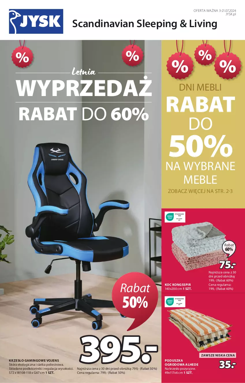 Gazetka promocyjna Jysk - Oferta tygodnia - ważna 03.07 do 21.07.2024 - strona 2 - produkty: Koc, Krzesło, Meble, Poduszka, Siatka, Sok