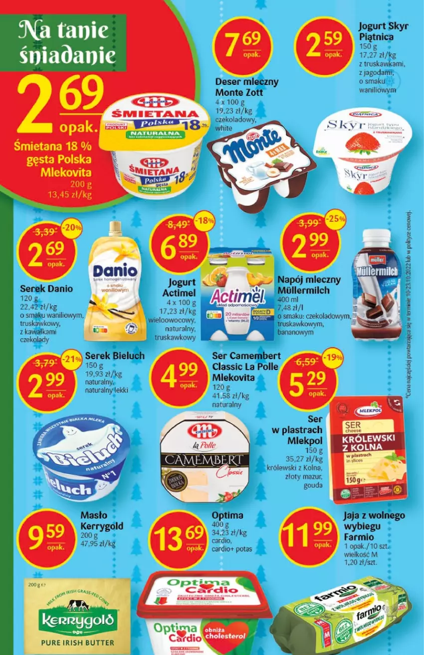 Gazetka promocyjna Delikatesy Centrum - Gazetka DC48 - ważna 08.12 do 14.12.2022 - strona 14 - produkty: Actimel, Bieluch, Camembert, Danio, Deser, Deser mleczny, Fa, Gouda, Jaja, Jogurt, Kawa, Królewski, LG, Masło, Monte, Napój, Napój mleczny, Optima, Piątnica, Pur, Ser, Serek, Złoty Mazur, Zott