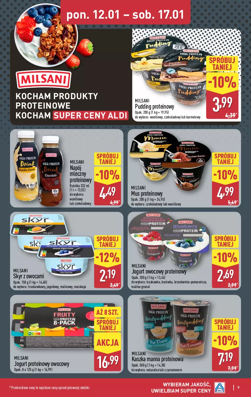 Gazetka promocyjna Aldi - Pełna oferta - ważna 12.11.2026 do 17.01.2027 - strona 9 - produkty: Borówka, Gra, Granat, Jogurt, Jogurt owocowy, Koc, Mus, Napój, Napój mleczny, Pudding