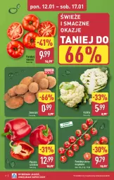 Gazetka promocyjna Aldi - Pełna oferta - Gazetka - ważna od 17.01 do 17.01.2027 - strona 2 - produkty: Kalafior, Papryka czerwona, Papryka, Ziemniaki, Pomidory