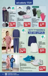 Gazetka promocyjna Aldi - Pełna oferta - Gazetka - ważna od 17.01 do 17.01.2027 - strona 28 - produkty: Klapki, Halo, Top, Por, Gin, Buty, Kosz, Koszulka, Dres, Wełna, Rękawice, Sport, Moda, Legginsy, Dzieci, Fa