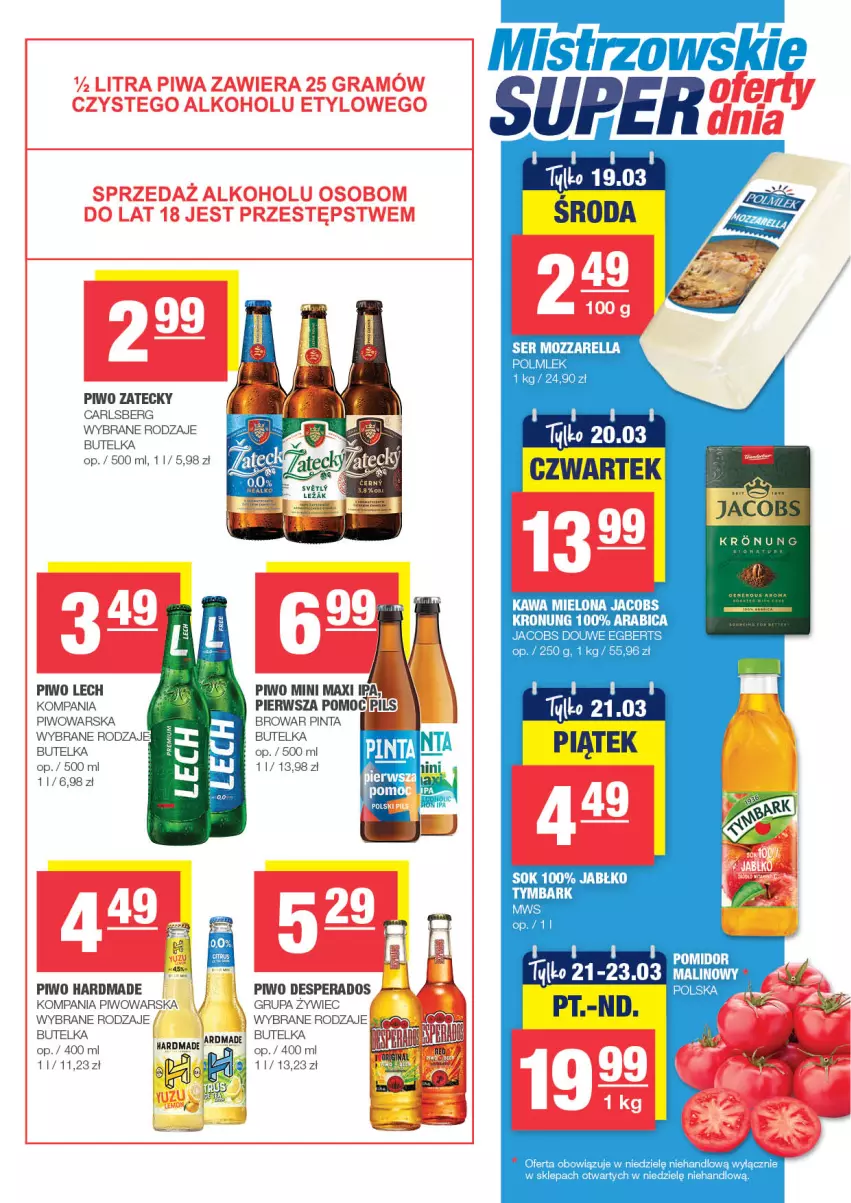 Gazetka promocyjna Spar - EuroSpar - ważna 09.03 do 19.03.2025 - strona 13 - produkty: BIC, Carlsberg, Desperados, Jacobs, Kawa, Kawa mielona, Mozzarella, Piwo, Ser, Sok, Tymbark