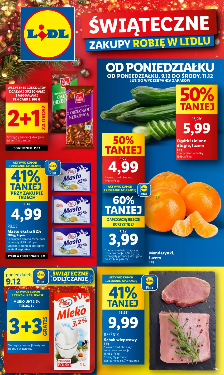 Gazetka promocyjna Lidl - GAZETKA - ważna 09.12 do 11.12.2024 - strona 1 - produkty: Gra, LG, Mandarynki, Masło, Mleko, Pilos, Schab wieprzowy, Sok