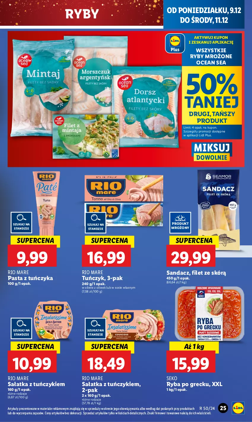 Gazetka promocyjna Lidl - GAZETKA - ważna 09.12 do 11.12.2024 - strona 29 - produkty: Rio Mare, Ryba, Ryba po grecku, Sałat, Sałatka, Sandacz, SEKO, Sos, Tuńczyk