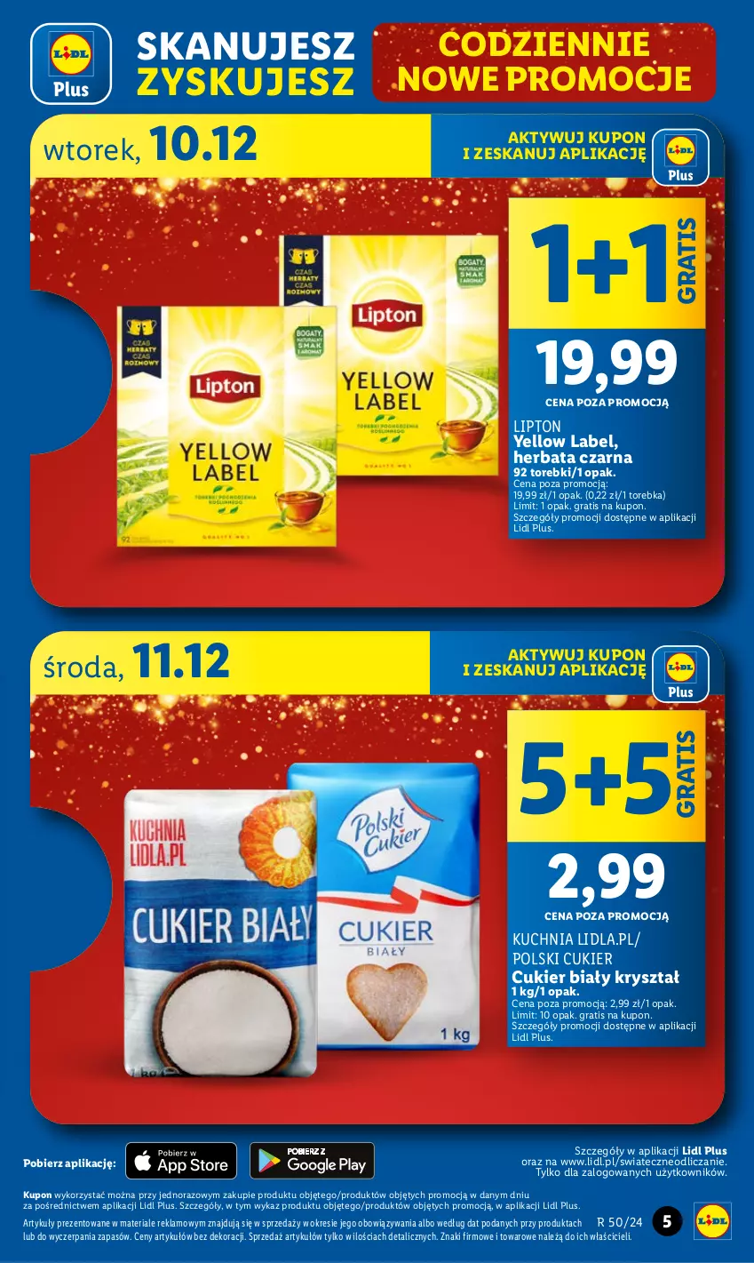 Gazetka promocyjna Lidl - GAZETKA - ważna 09.12 do 11.12.2024 - strona 5 - produkty: Cukier, Gra, Herbata, Herbata czarna, Kuchnia, Lipton, Torebka