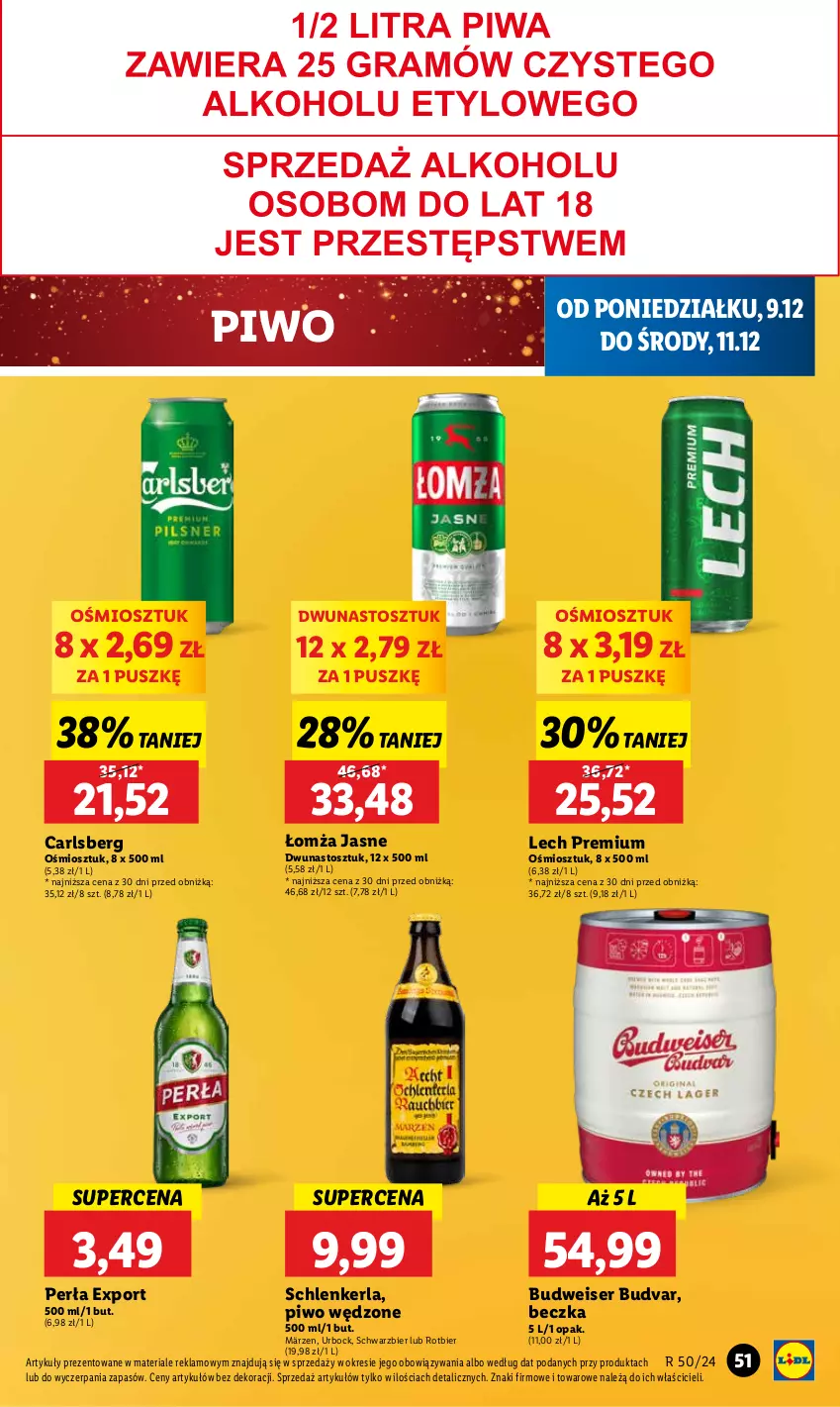 Gazetka promocyjna Lidl - GAZETKA - ważna 09.12 do 11.12.2024 - strona 55 - produkty: Carlsberg, Lech Premium, Perła, Piwo, Por, Ser