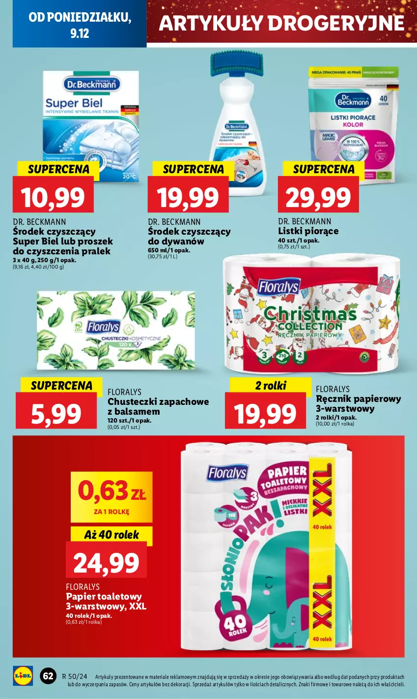 Gazetka promocyjna Lidl - GAZETKA - ważna 09.12 do 11.12.2024 - strona 68 - produkty: Chusteczki, Dywan, Flora, Papier, Papier toaletowy, Ręcznik, Rolki