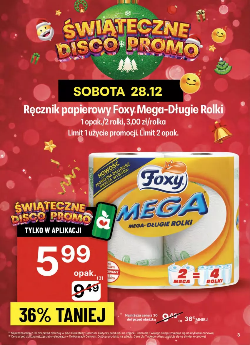 Gazetka promocyjna Delikatesy Centrum - NOWA GAZETKA Delikatesy Centrum od 26 grudnia! 26-31.12.2024 - ważna 26.12 do 31.12.2024 - strona 3 - produkty: Foxy, Papier, Ręcznik, Rolki, Rum