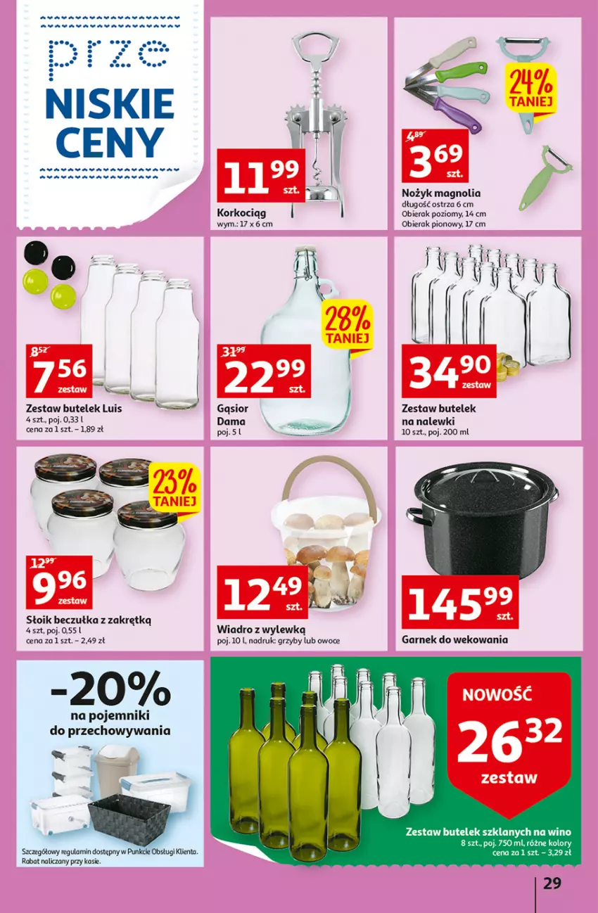 Gazetka promocyjna Auchan - Gazetka przeNISKIE CENY – Przekorzyści cenowe Hipermarkety - ważna 22.09 do 28.09.2022 - strona 29 - produkty: Garnek, Grzyby, Koc, Korkociąg, Noż, Owoce, Pojemnik, Ryż, Wiadro, Wino