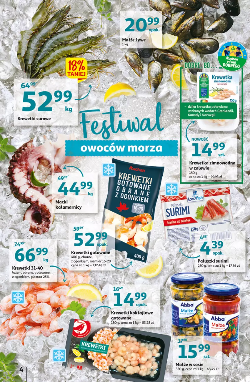 Gazetka promocyjna Auchan - Gazetka przeNISKIE CENY – Przekorzyści cenowe Hipermarkety - ważna 22.09 do 28.09.2022 - strona 4 - produkty: Glazura, Krewetki, Lazur, Małże, Sos, Surimi