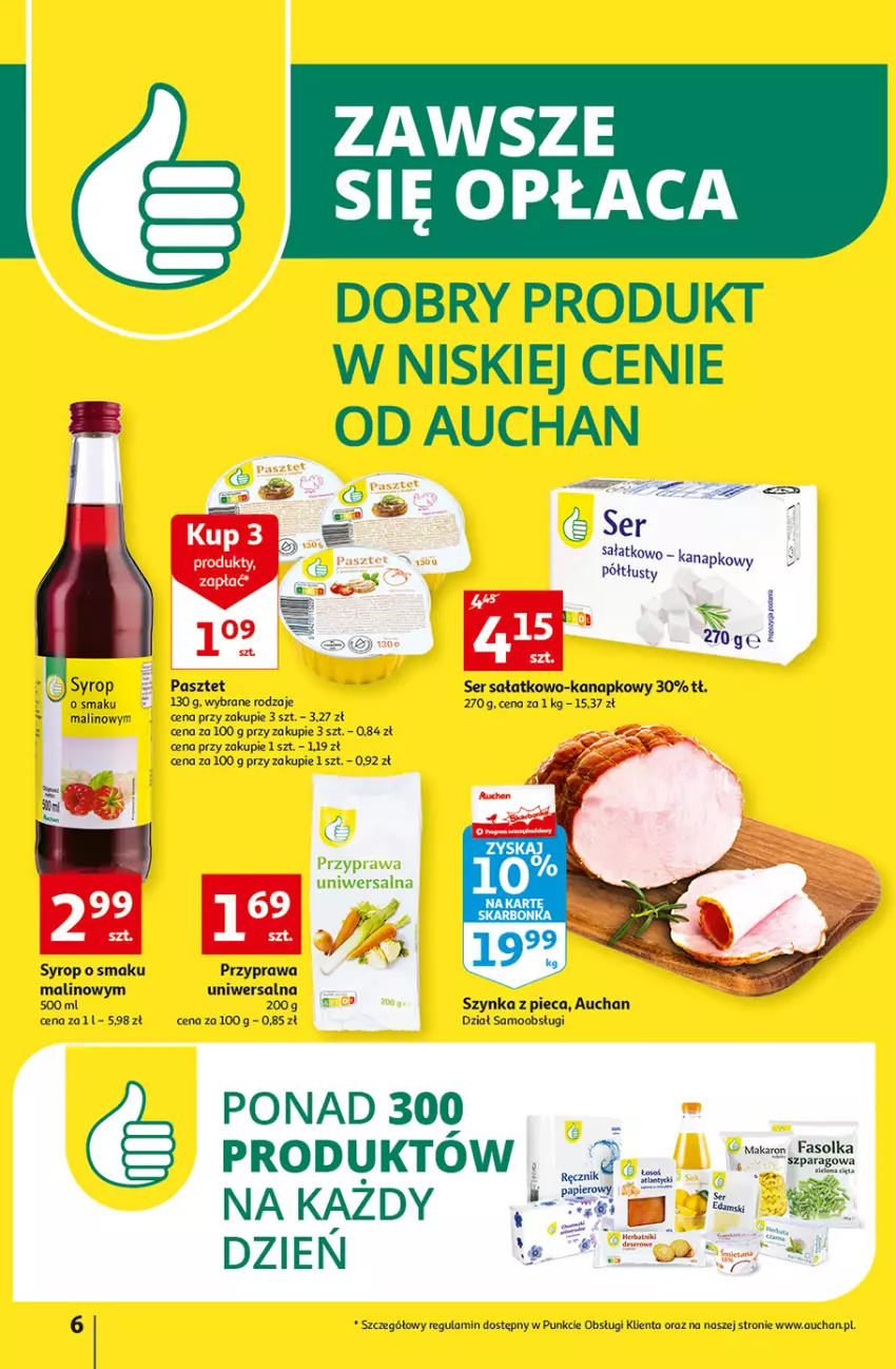 Gazetka promocyjna Auchan - Gazetka przeNISKIE CENY – Przekorzyści cenowe Hipermarkety - ważna 22.09 do 28.09.2022 - strona 6 - produkty: Pasztet, Piec, Przyprawa uniwersalna, Sałat, Ser, Ser sałatkowo-kanapkowy, Syrop, Szynka