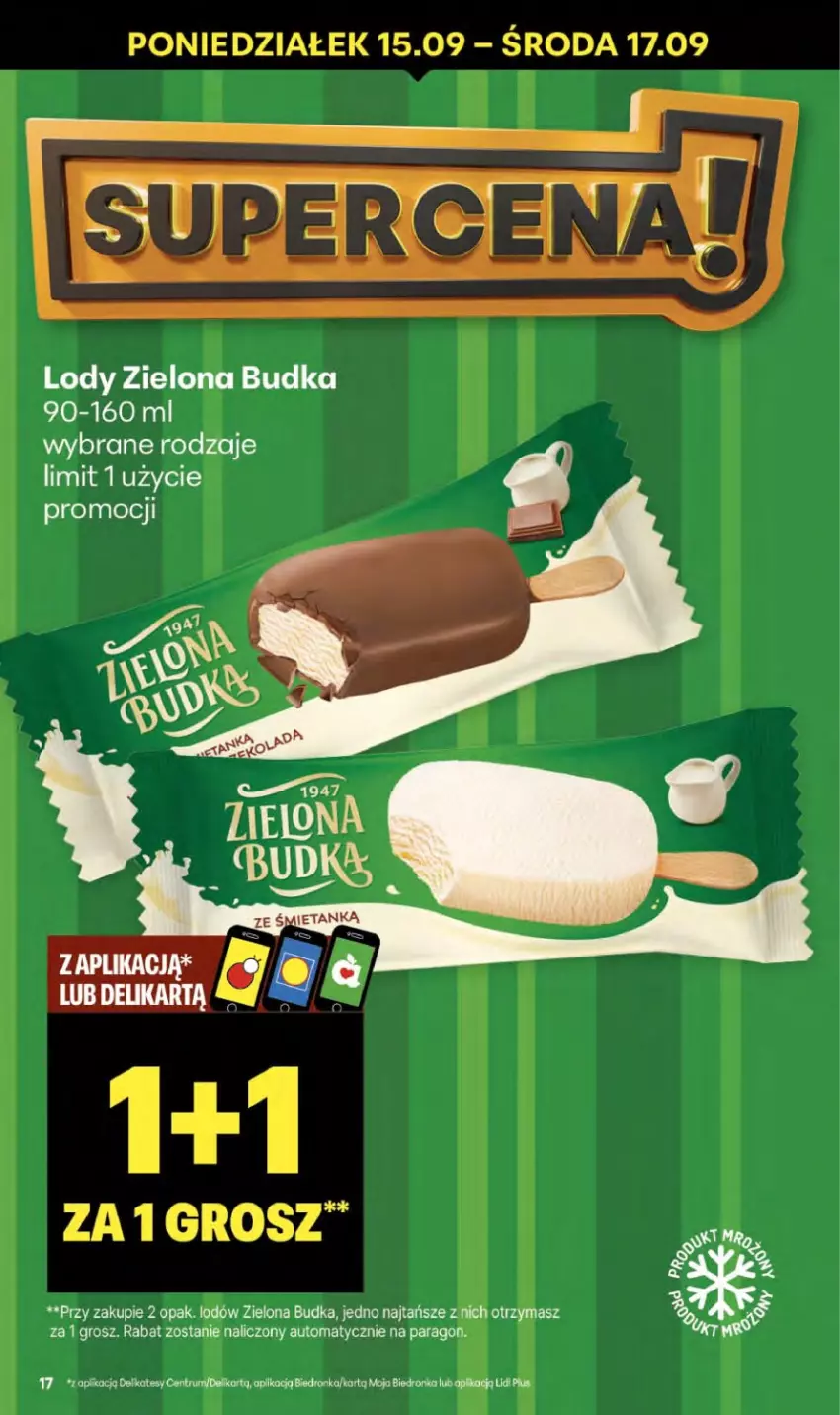 Gazetka promocyjna Delikatesy Centrum - Franczyza DC37 Czwartek - ważna 11.09 do 17.09.2025 - strona 17 - produkty: Dron, Lody, Zielona Budka