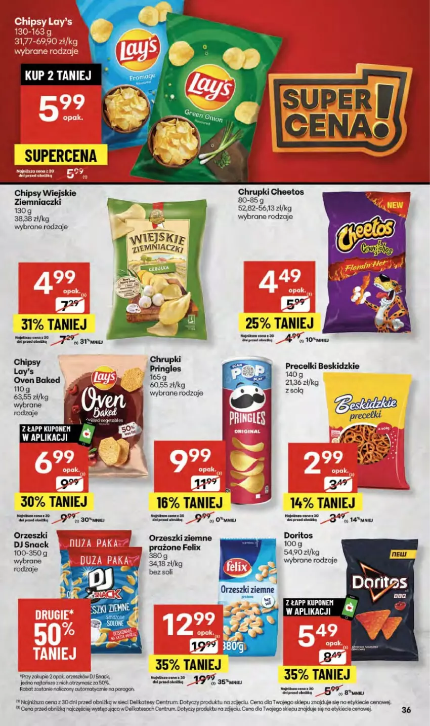 Gazetka promocyjna Delikatesy Centrum - Franczyza DC37 Czwartek - ważna 11.09 do 17.09.2025 - strona 36 - produkty: Beskidzki, Cheetos, Chipsy, Chrupki, Felix, Orzeszki, Orzeszki ziemne, Precelki, Pringles, Robot, Rum