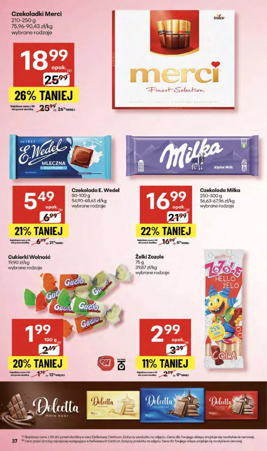 Gazetka promocyjna Delikatesy Centrum - Franczyza DC37 Czwartek - ważna 11.09 do 17.09.2025 - strona 37 - produkty: Cukier, Cukierki, Czekolada, E. Wedel, Merci, Milka, Por, Rum