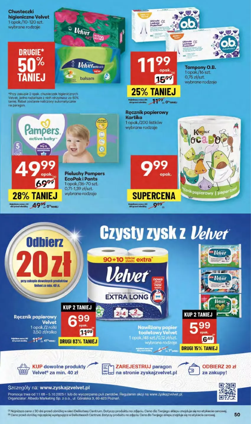 Gazetka promocyjna Delikatesy Centrum - Franczyza DC37 Czwartek - ważna 11.09 do 17.09.2025 - strona 50 - produkty: Chusteczki, Rum, Velvet