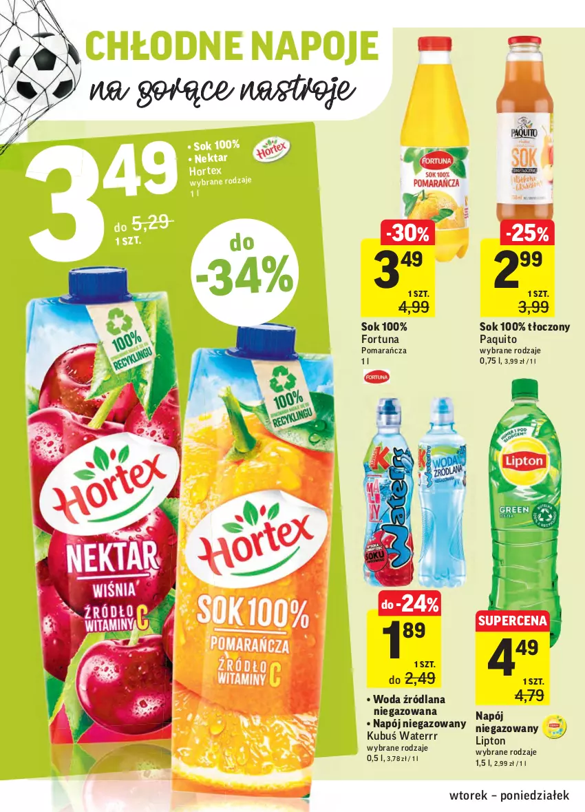 Gazetka promocyjna Intermarche - Gazetka promocyjna - ważna 29.06 do 05.07.2021 - strona 26 - produkty: Fortuna, Kubuś, Kubuś Waterrr, LANA, Lipton, Napój, Napój niegazowany, Napoje, Sok, Woda