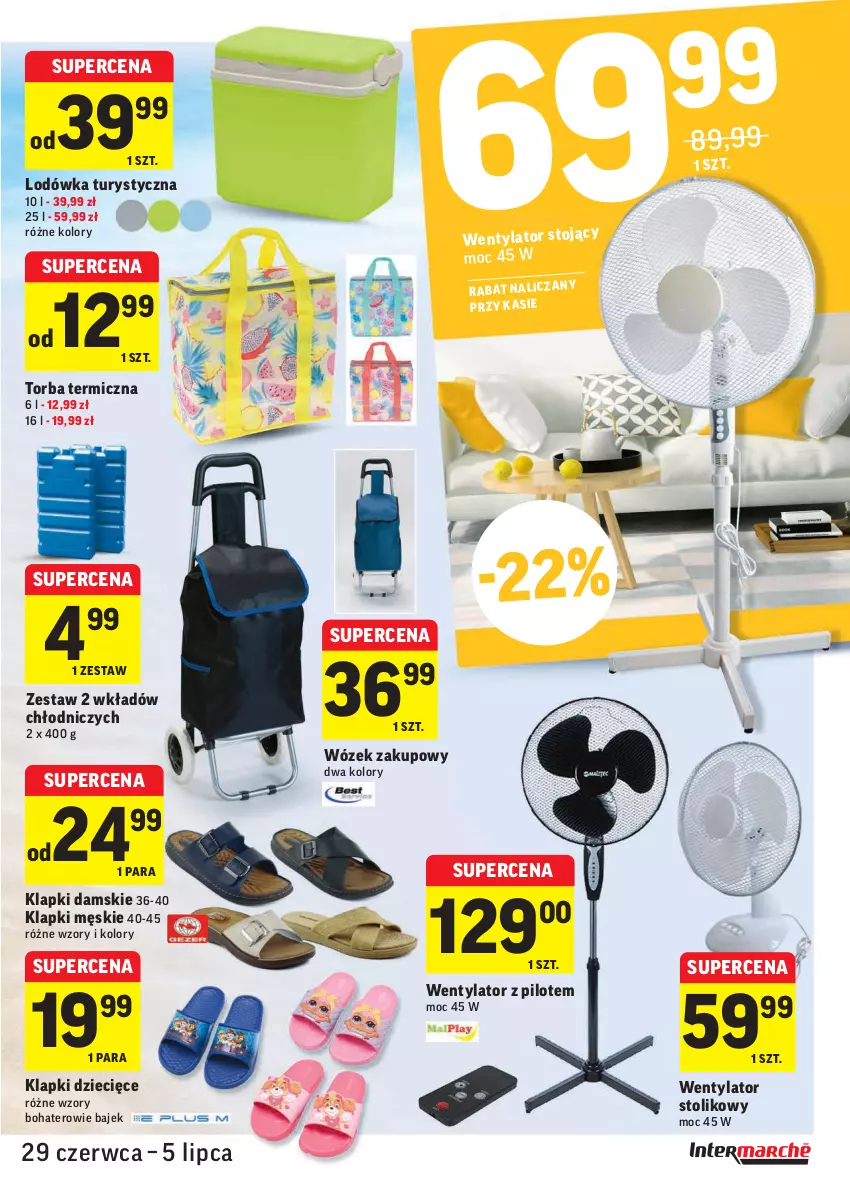 Gazetka promocyjna Intermarche - Gazetka promocyjna - ważna 29.06 do 05.07.2021 - strona 37 - produkty: Dzieci, Klapki, Lodówka, Stolik, Torba, Wózek