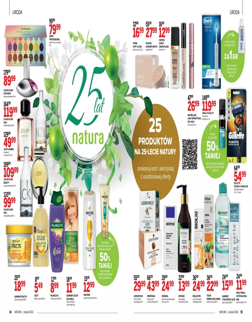 Gazetka promocyjna Drogerie Natura - Gazetka Drogerie Natura - ważna 01.08 do 31.08.2022 - strona 28 - produkty: Bell, Calvin Klein, Catrice, Dezodorant, Eveline, Fa, Farba do włosów, Fusion, Garnier, Gillette, JOOP!, Klej, Krem do twarzy, Maska, Maska do włosów, Maybelline, Noż, PAESE, Pantene, Perfum, Perła, Podkład, Puder, Puf, Rum, Sati, Ser, Serum, Szynka, Tusz, Woda, Woda perfumowana, Woda toaletowa