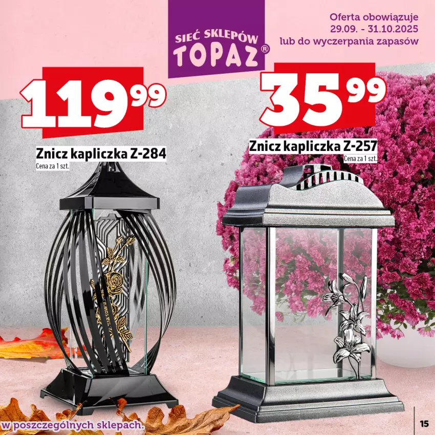 Gazetka promocyjna Topaz - Gazetka - ważna 29.09 do 31.10.2025 - strona 15 - produkty: Znicz